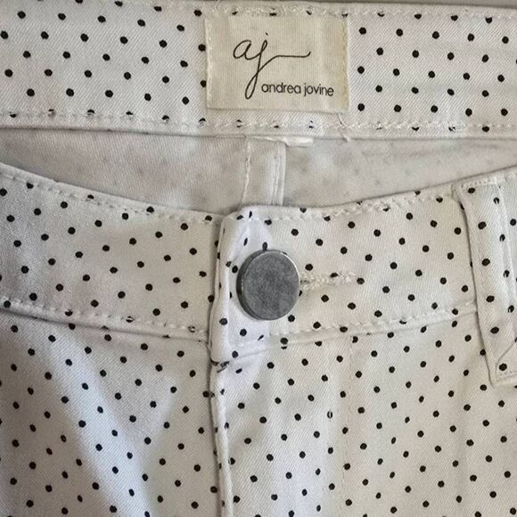 Andrea Jovine Polka Dot Skinny Jeans Women's Size 8 White Black Stretch Denim - Picture 5 of 15